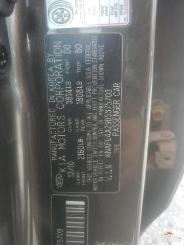KNAFU4A29B5375703 2011 KIA FORTE photo no. 12