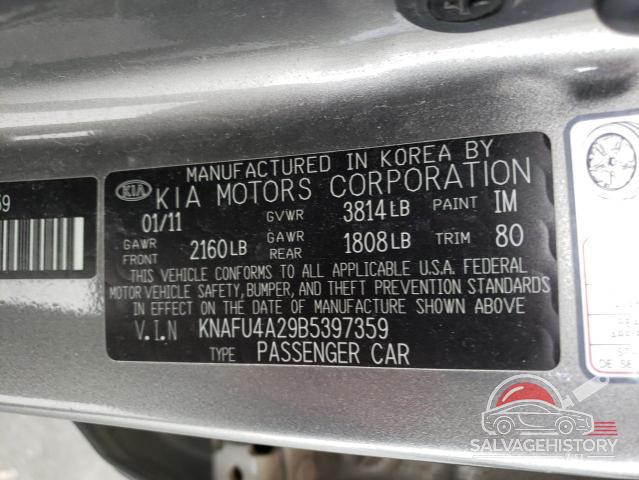 KNAFU4A29B5397359 2011 KIA FORTE photo no. 12