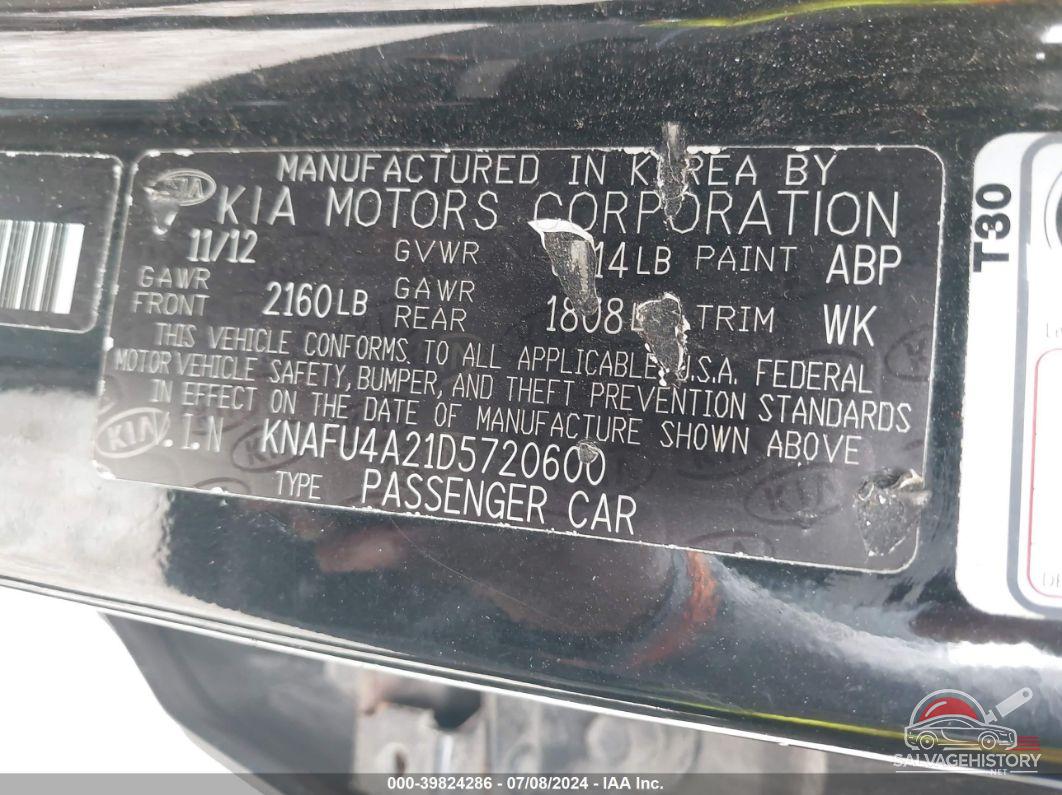 KNAFU4A21D5720600 2013 KIA FORTE photo no. 9