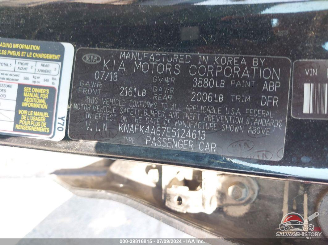 KNAFK4A67E5124613 2014 KIA FORTE photo no. 9