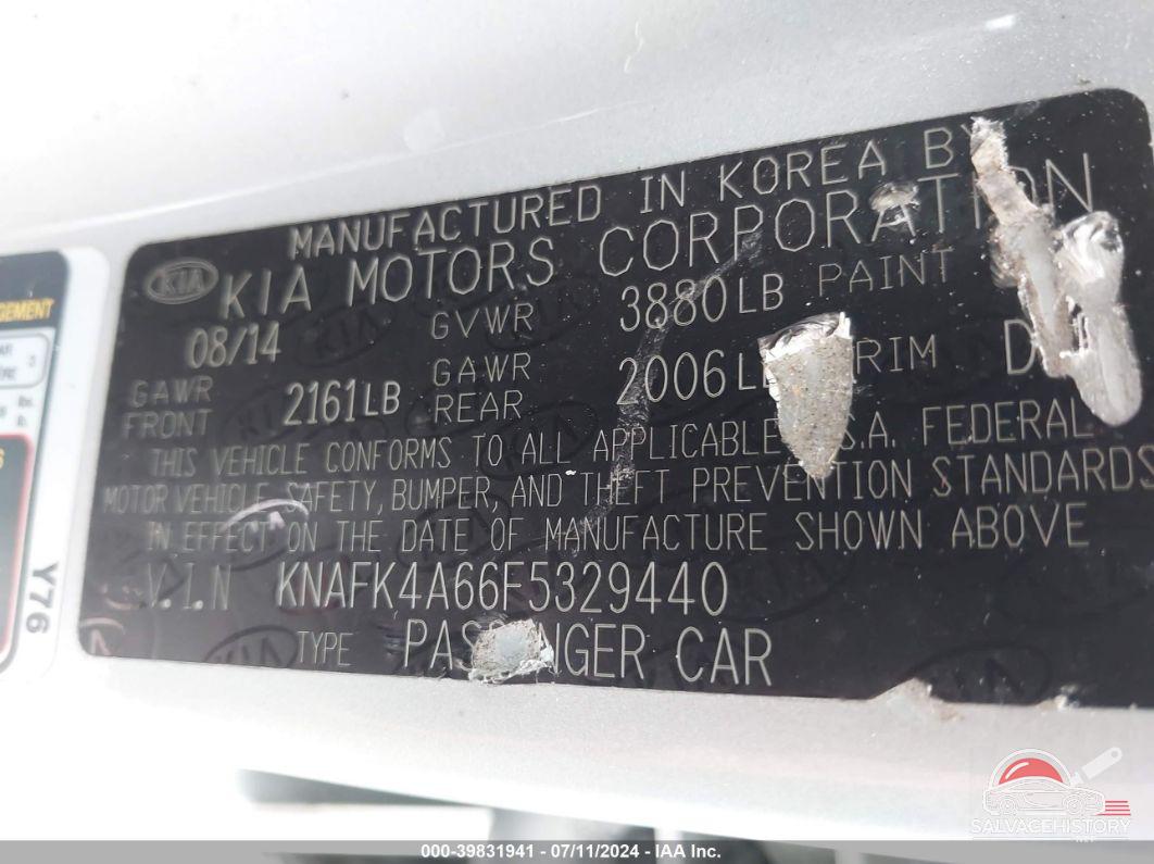 KNAFK4A66F5329440 2015 KIA FORTE photo no. 9