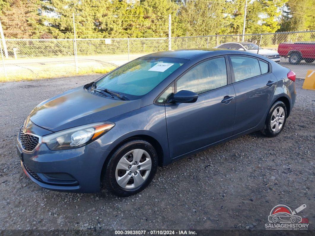 KNAFK4A63G5543142 2016 KIA FORTE photo no. 2