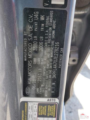 3KPFL4A70JE278216 2018 KIA FORTE photo no. 12