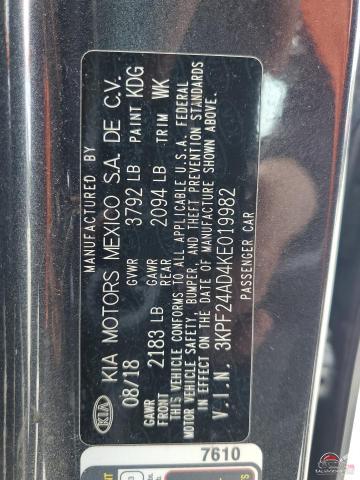 3KPF24AD4KE019982 2019 KIA FORTE photo no. 12