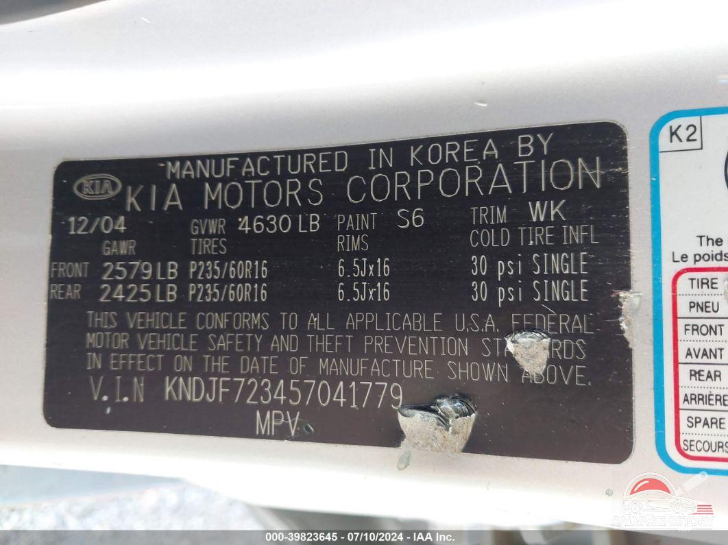KNDJF723457041779 2005 KIA NEW SPORTAGE photo no. 9