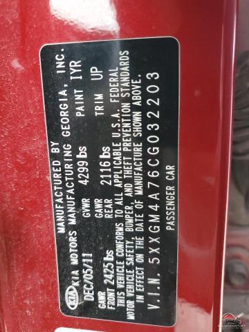 5XXGM4A76CG032203 2012 KIA OPTIMA photo no. 12