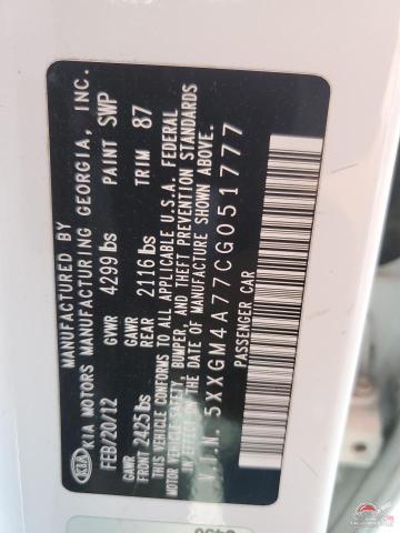 5XXGM4A77CG051777 2012 KIA OPTIMA photo no. 13