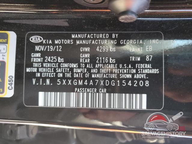 5XXGM4A7XDG154208 2013 KIA OPTIMA photo no. 12