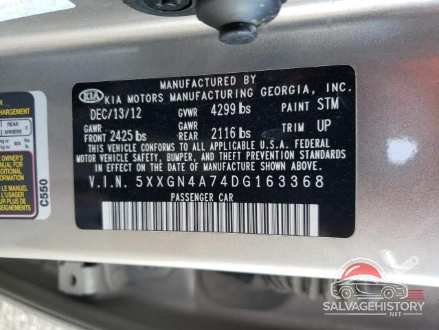 5XXGN4A74DG163368 2013 KIA OPTIMA photo no. 12