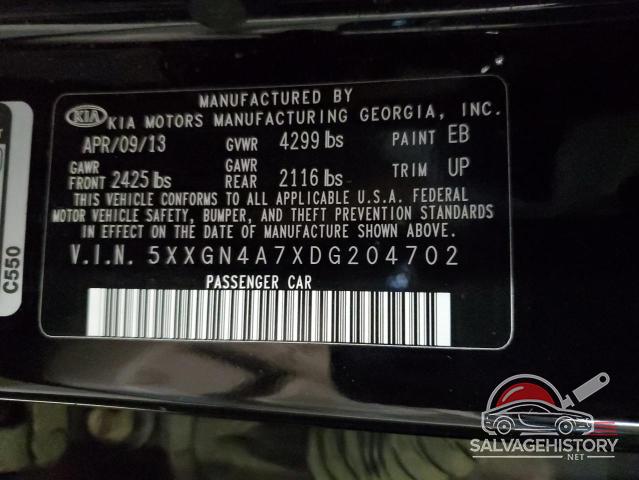 5XXGN4A7XDG204702 2013 KIA OPTIMA photo no. 12