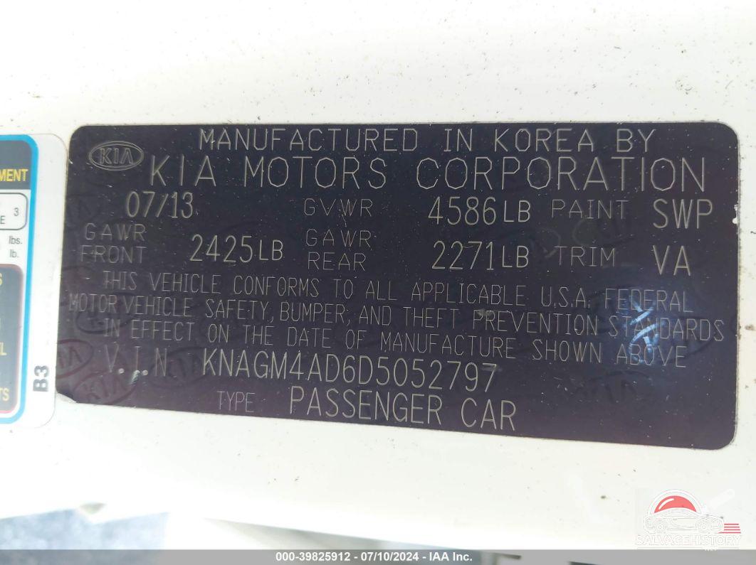 KNAGM4AD6D5052797 2013 KIA OPTIMA photo no. 9