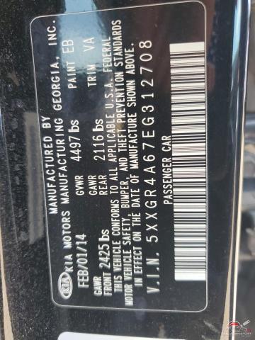 5XXGR4A67EG312708 2014 KIA OPTIMA photo no. 12