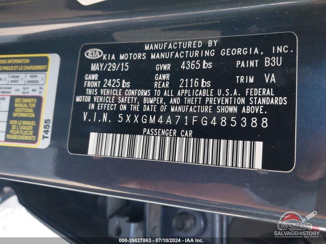 5XXGM4A71FG485388 2015 KIA OPTIMA photo no. 9