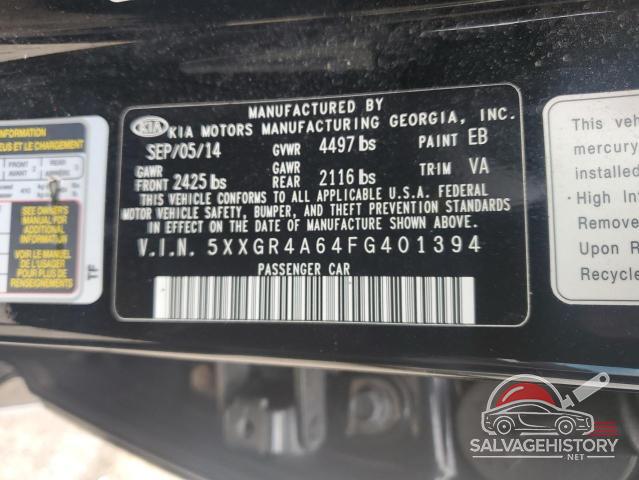 5XXGR4A64FG401394 2015 KIA OPTIMA photo no. 12