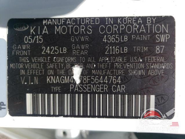 KNAGM4A78F5644764 2015 KIA OPTIMA photo no. 10