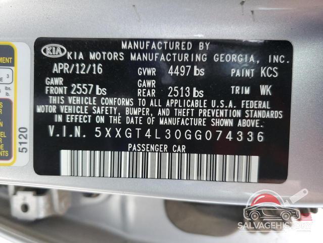 5XXGT4L30GG074336 2016 KIA OPTIMA photo no. 12