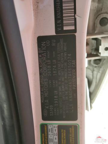 KNADH4A37A6650174 2010 KIA RIO photo no. 12