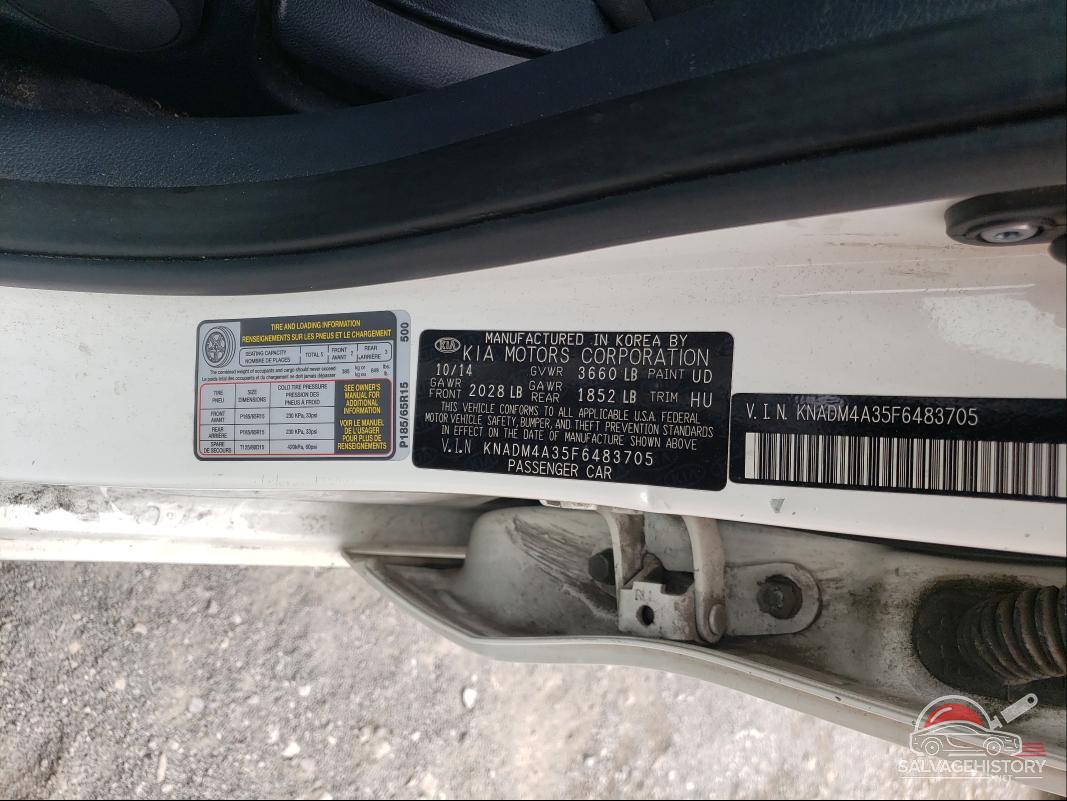 KNADM4A35F6483705 2015 KIA RIO photo no. 10
