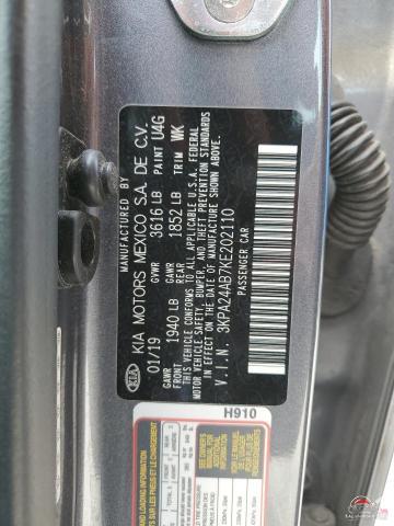 3KPA24AB7KE202110 2019 KIA RIO photo no. 12