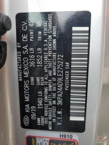 3KPA24AD9LE275272 2020 KIA RIO photo no. 12