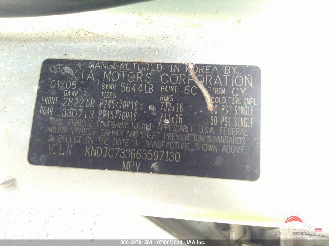 KNDJC733665597130 2006 KIA SORENTO photo no. 9