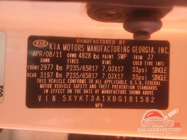 5XYKT3A1XBG181582 2011 KIA SORENTO photo no. 13
