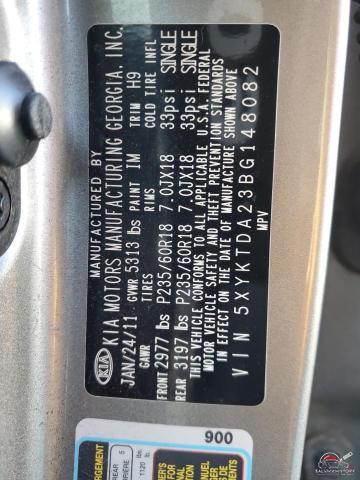 5XYKTDA23BG148082 2011 KIA SORENTO photo no. 13