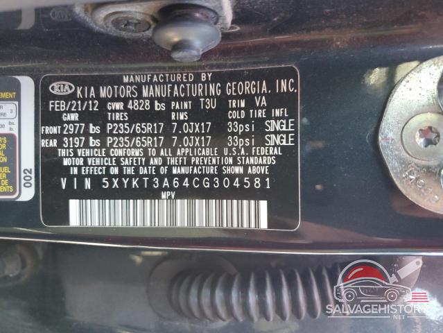 5XYKT3A64CG304581 2012 KIA SORENTO photo no. 13