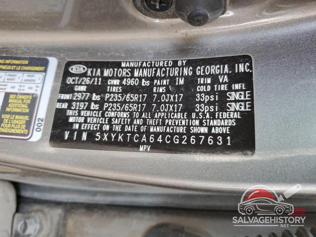 5XYKTCA64CG267631 2012 KIA SORENTO photo no. 10