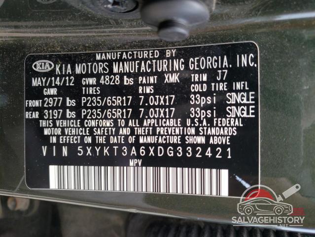 5XYKT3A6XDG332421 2013 KIA SORENTO photo no. 13