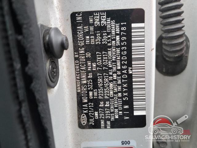 5XYKTDA62DG359781 2013 KIA SORENTO photo no. 13