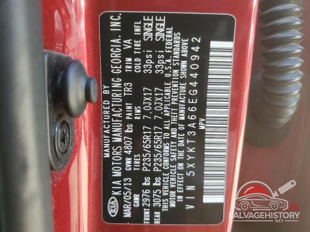 5XYKT3A66EG440942 2014 KIA SORENTO photo no. 13