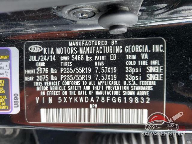 5XYKWDA78FG619832 2015 KIA SORENTO photo no. 13