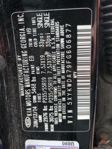 5XYKWDA79FG606877 2015 KIA SORENTO photo no. 13