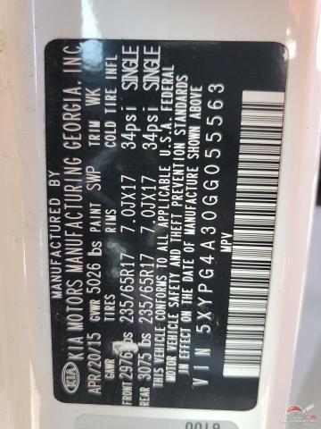 5XYPG4A30GG055563 2016 KIA SORENTO photo no. 12