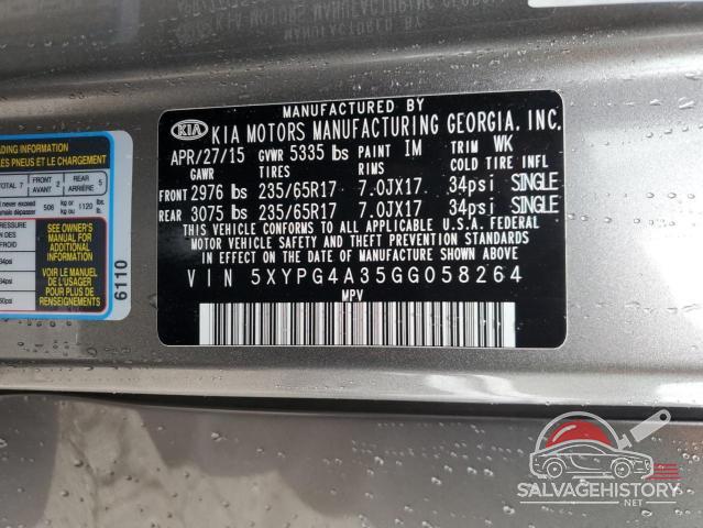 5XYPG4A35GG058264 2016 KIA SORENTO photo no. 13