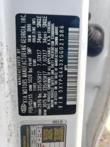 5XYPG4A3XGG021386 2016 KIA SORENTO photo no. 13