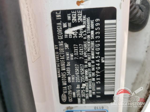 5XYPG4A54GG133599 2016 KIA SORENTO photo no. 14
