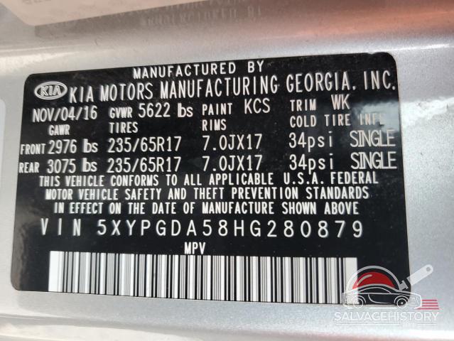 5XYPGDA58HG280879 2017 KIA SORENTO photo no. 13