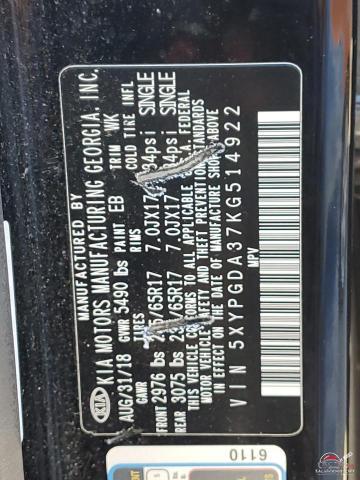 5XYPGDA37KG514922 2019 KIA SORENTO photo no. 13
