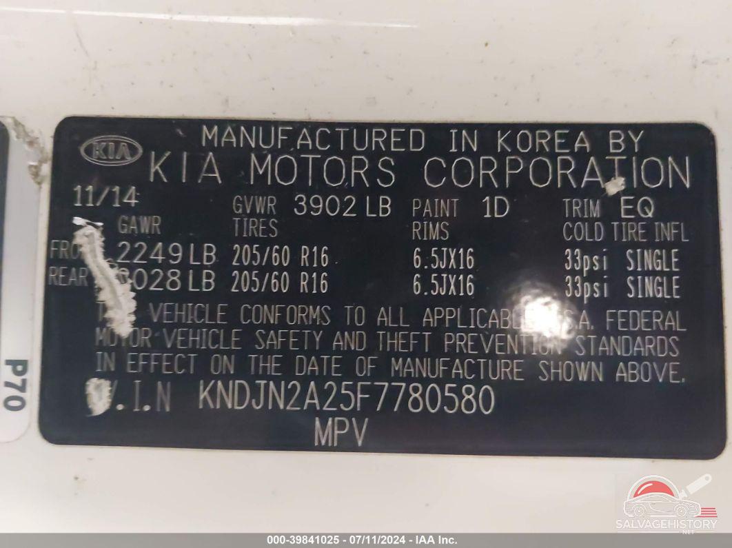 KNDJN2A25F7780580 2015 KIA SOUL photo no. 9