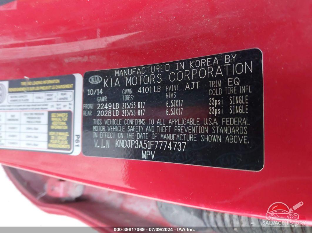 KNDJP3A51F7774737 2015 KIA SOUL photo no. 9
