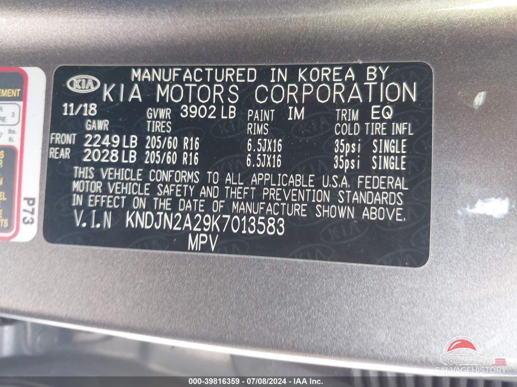 KNDJN2A29K7013583 2019 KIA SOUL photo no. 9