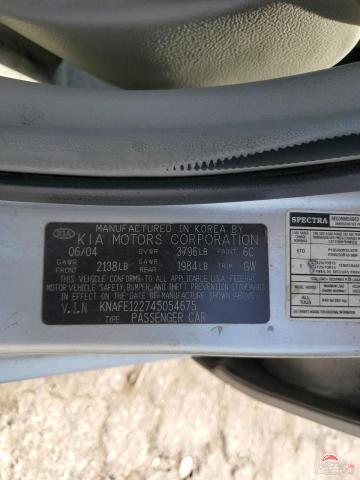 KNAFE122745054675 2004 KIA SPECTRA photo no. 12