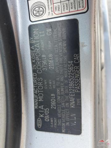 KNAFE121865225654 2006 KIA SPECTRA photo no. 12
