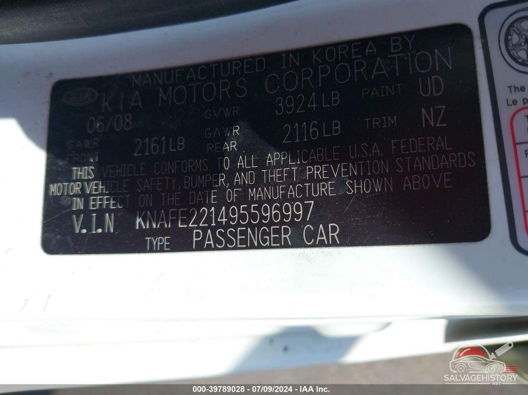 KNAFE221495596997 2009 KIA SPECTRA photo no. 9