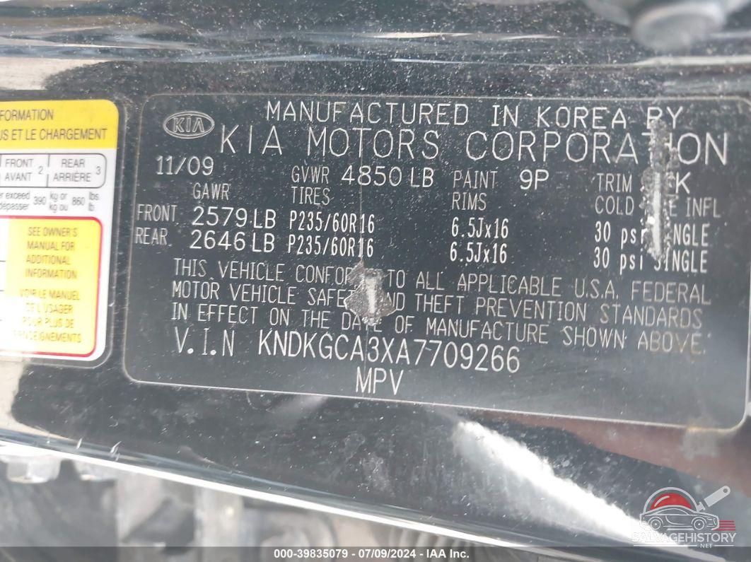 KNDKGCA3XA7709266 2010 KIA SPORTAGE photo no. 9