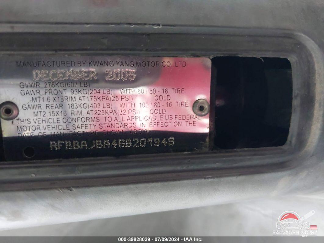 RFBBAJBA46B201949 2006 KYMCO USA INC PEOPLE photo no. 10