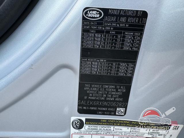 SALEK6RX9N2062827 2022 LAND ROVER ALL OTHER photo no. 12