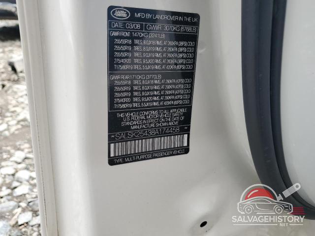 SALSK25438A174458 2008 LAND ROVER RANGEROVER photo no. 14